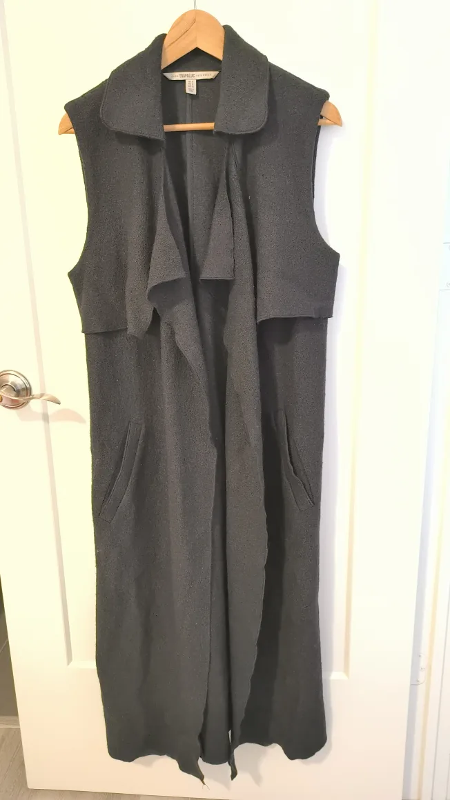 ZARA Sleeveless Black Duster Vest - Size M thumbnail