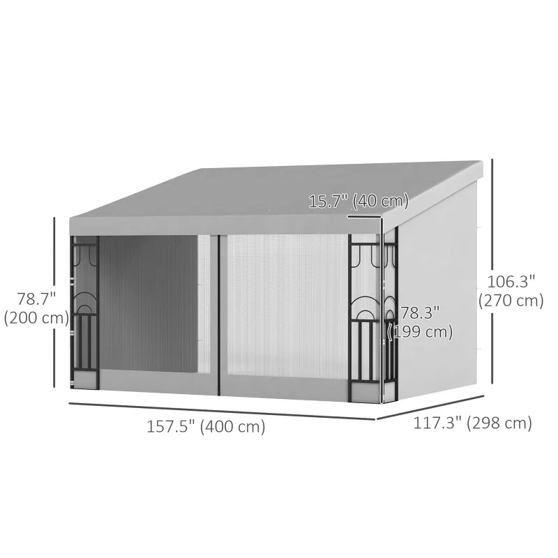 10 x 13 ft  gazebo Wall Pergola with Curtains  image indicator(4)