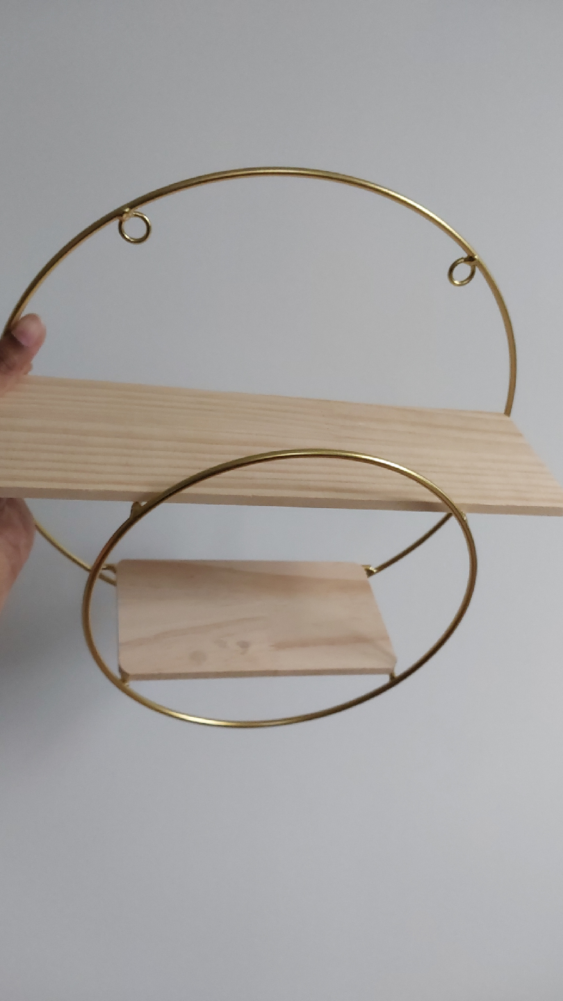 🥕BRAND NEW Gold Metal & Wood Round Wall Shelf🥕 - photo 4