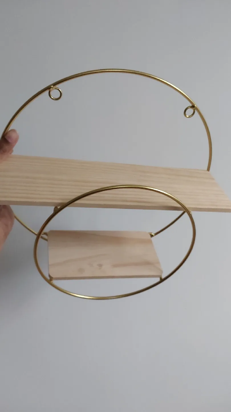 🥕BRAND NEW Gold Metal & Wood Round Wall Shelf🥕 image indicator(4)