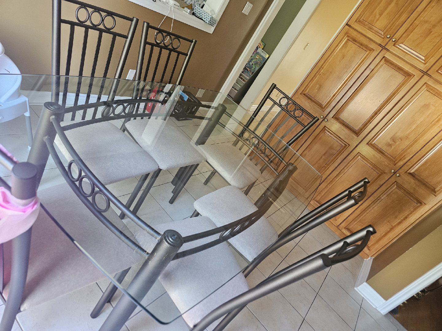 Glass Top Kitchen Table with 6 Chairs