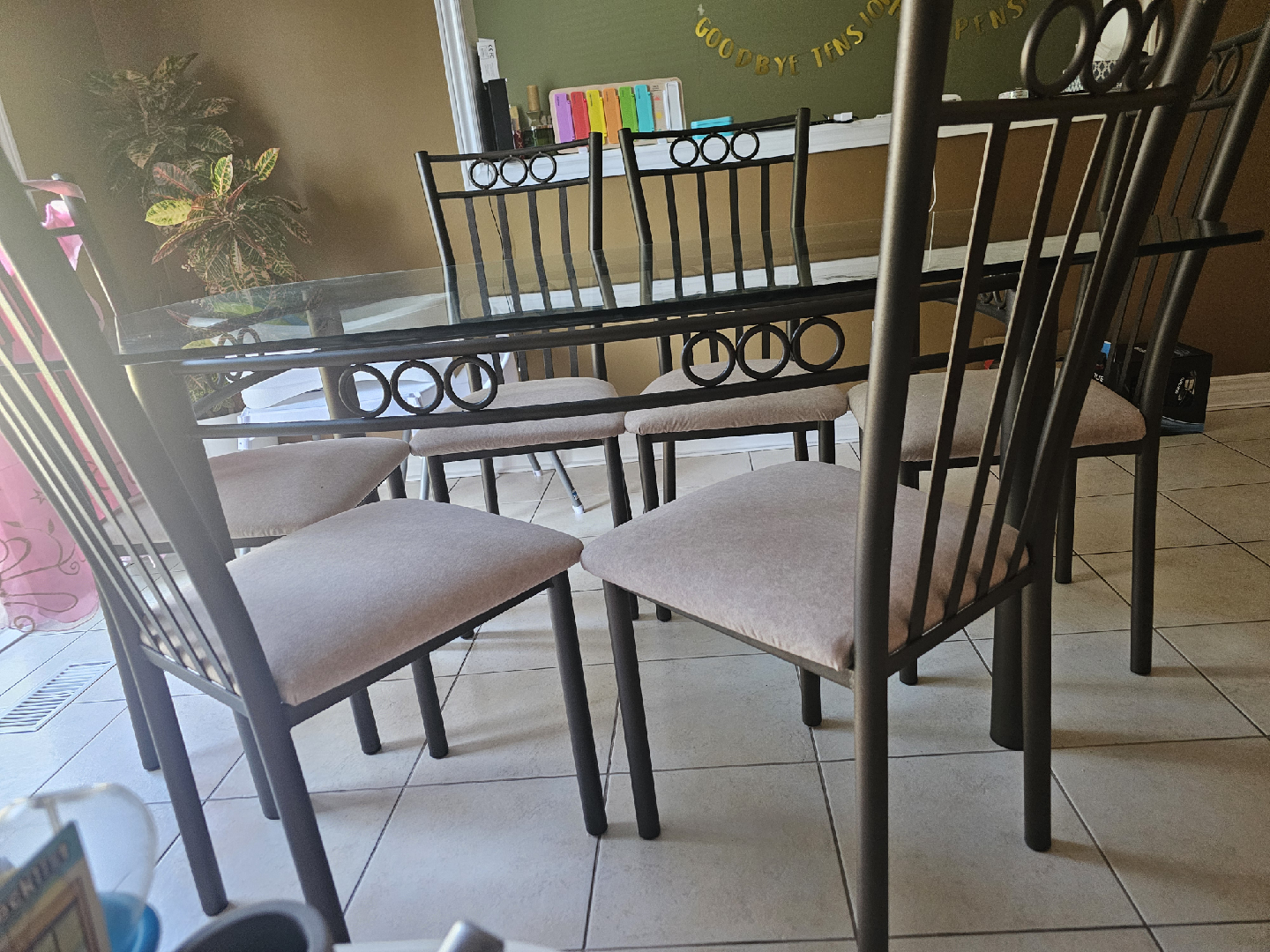 Glass Top Kitchen Table with 6 Chairs - photo 2