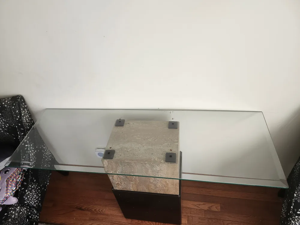 Glass Top Coffee Table  set with Stone Base image indicator(2)