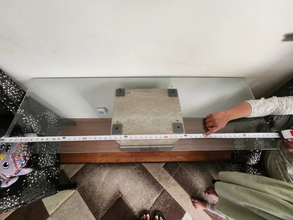 Glass Top Coffee Table  set with Stone Base image indicator(6)