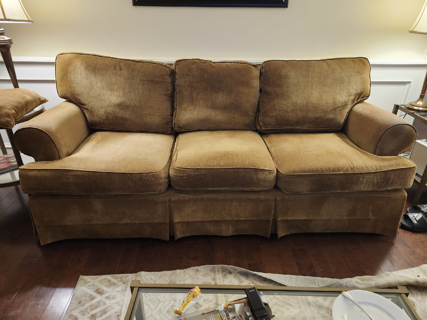 Comfortable Brown Sofa and Love Seat