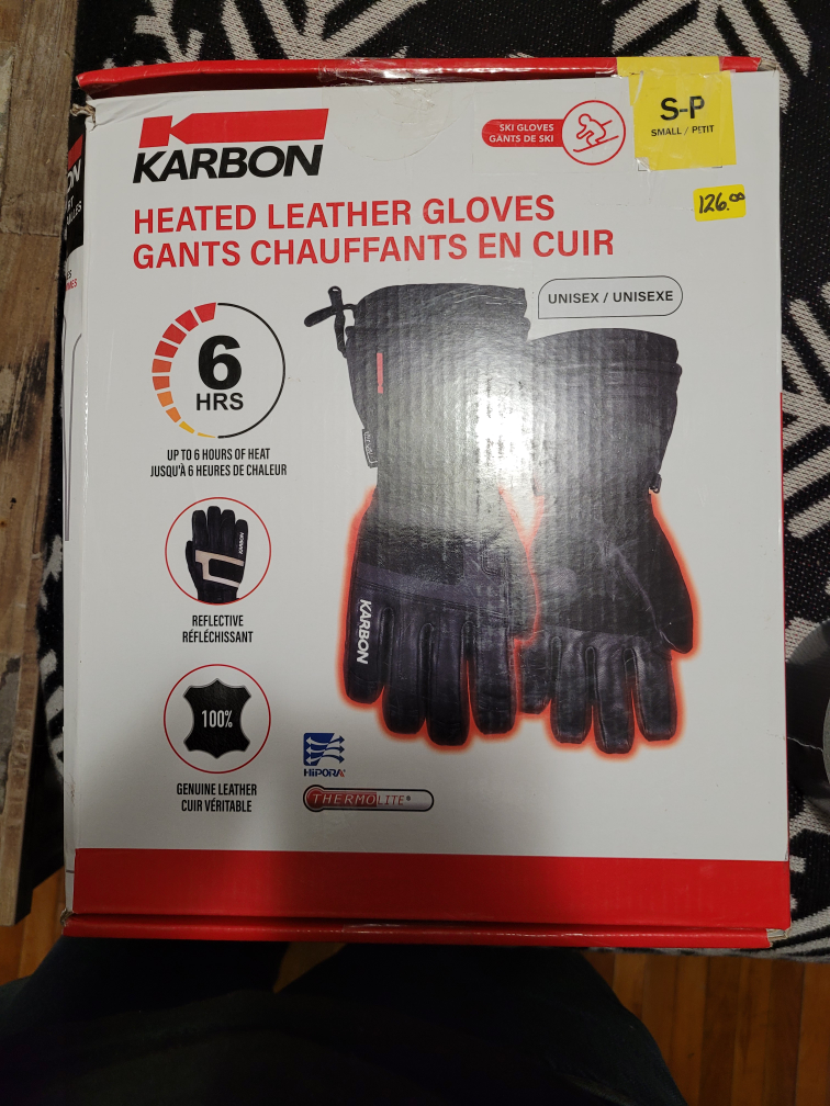 Karbon Heated Leather Ski Gloves - Small (New)