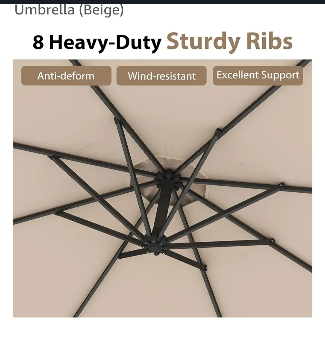 Beige Offset Patio Umbrella with Tilt System image indicator(7)