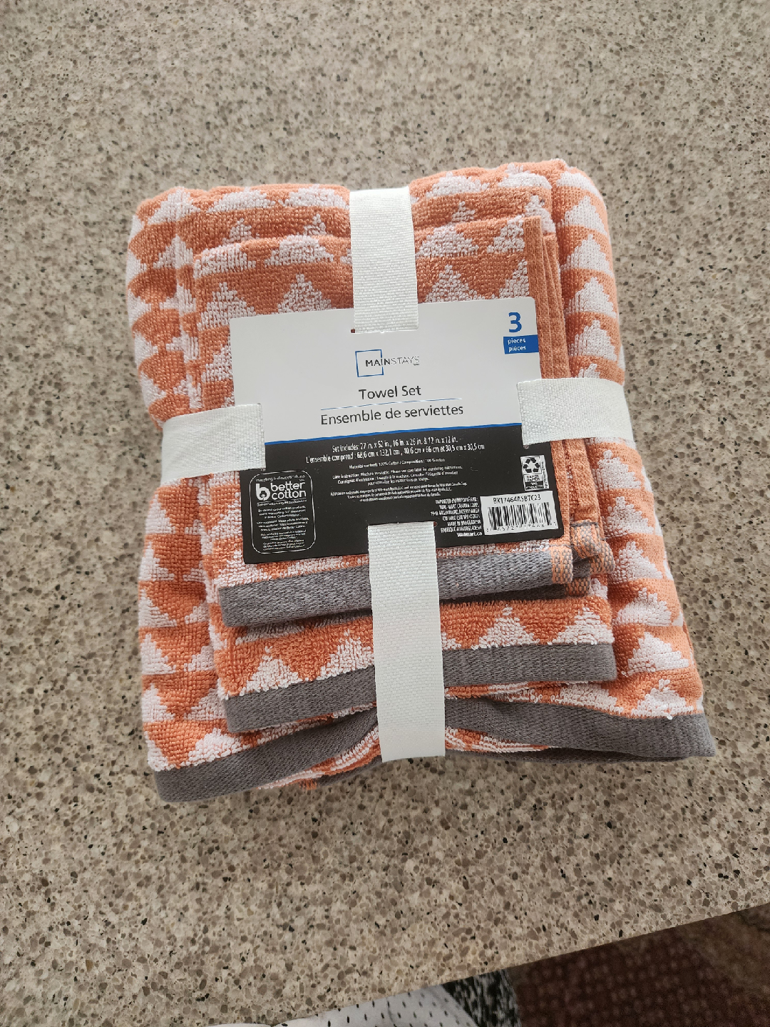 Mainstays 3-Piece Towel Set - New