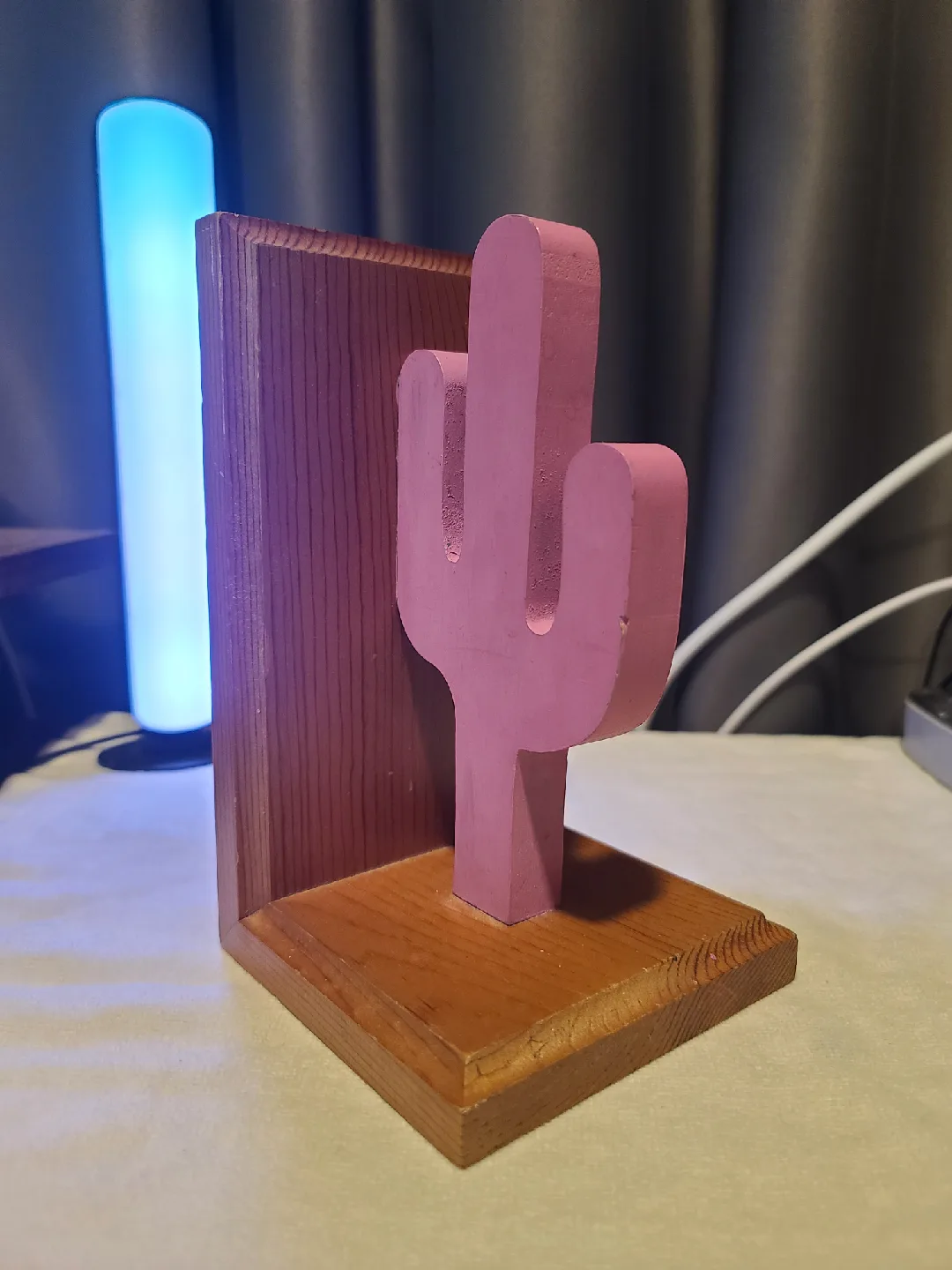 Handmade Wooden Cactus Bookend thumbnail