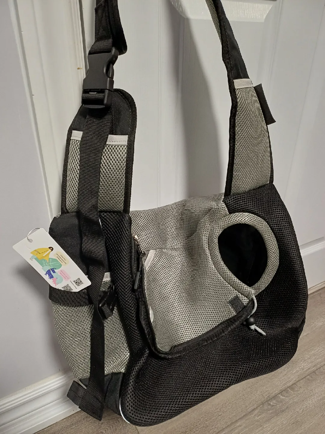 PAWABOO-Pet Carrier Sling Bag - Black & Grey thumbnail