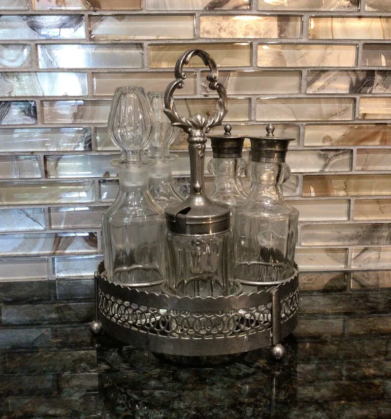 Vintage Silver Plated Cruet Set with Stand image indicator(2)