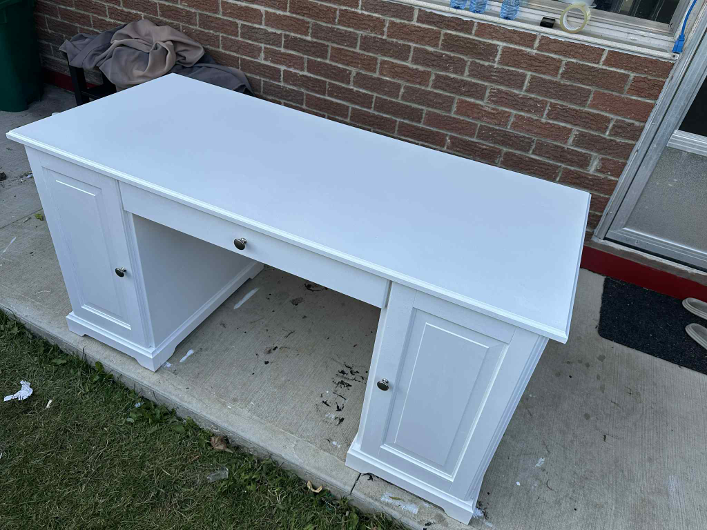 White Wooden Desk with Storage Cabinets, can be use for office - photo 3