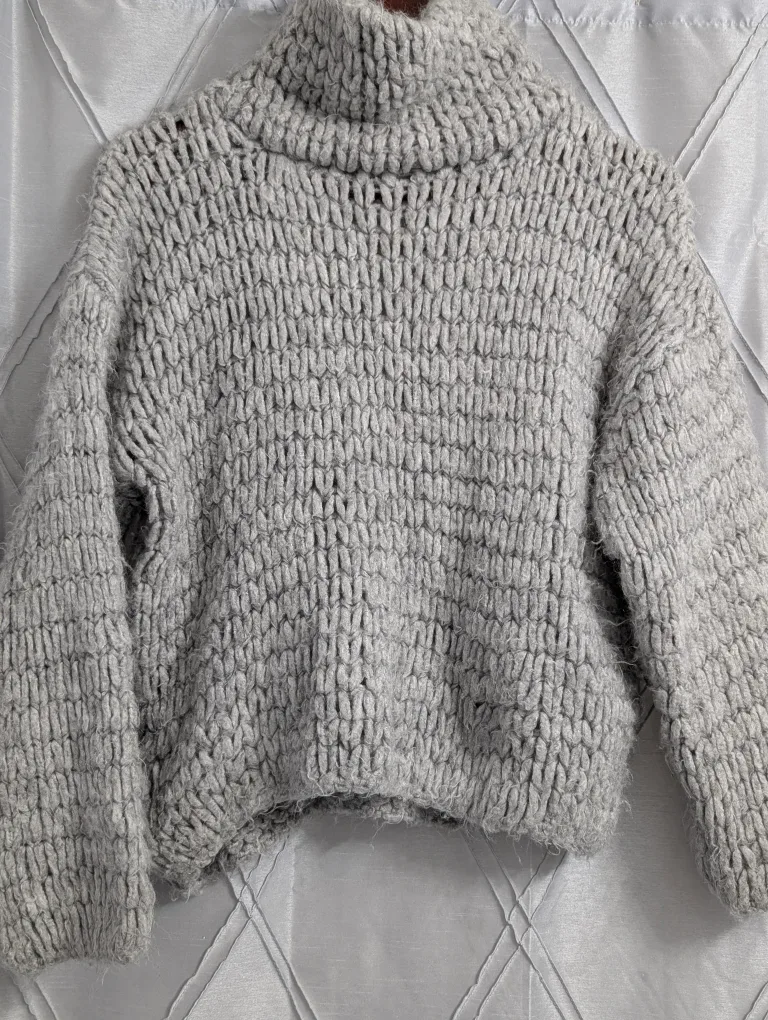 MANGO Grey Knit Turtleneck Sweater - Size S thumbnail