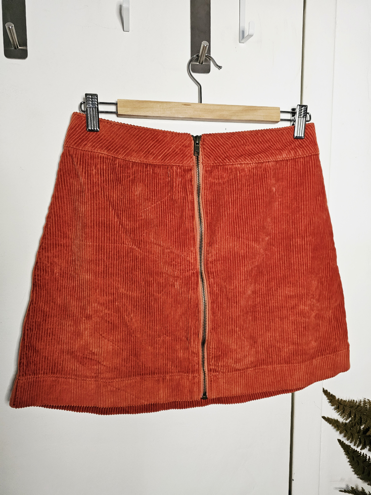 Small American Apparel Orange Corduroy Mini Skirt - photo 2