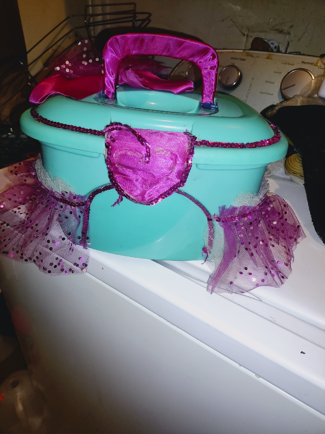 🥕Turquoise & Purple Decorated Craftstor Storage Box