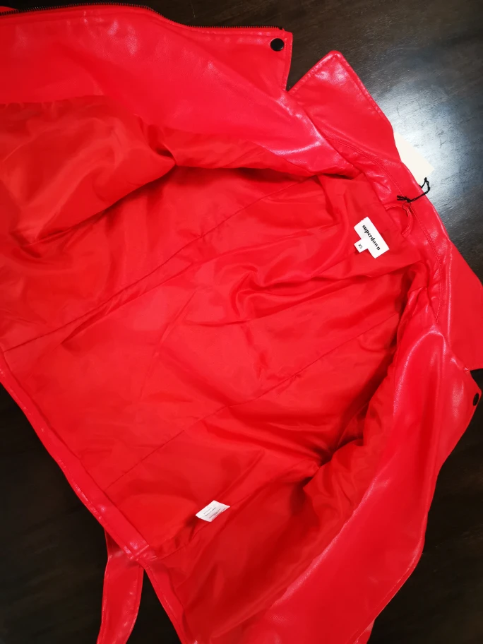 Superdown Red Faux Leather Jacket: Size XS - photo 4