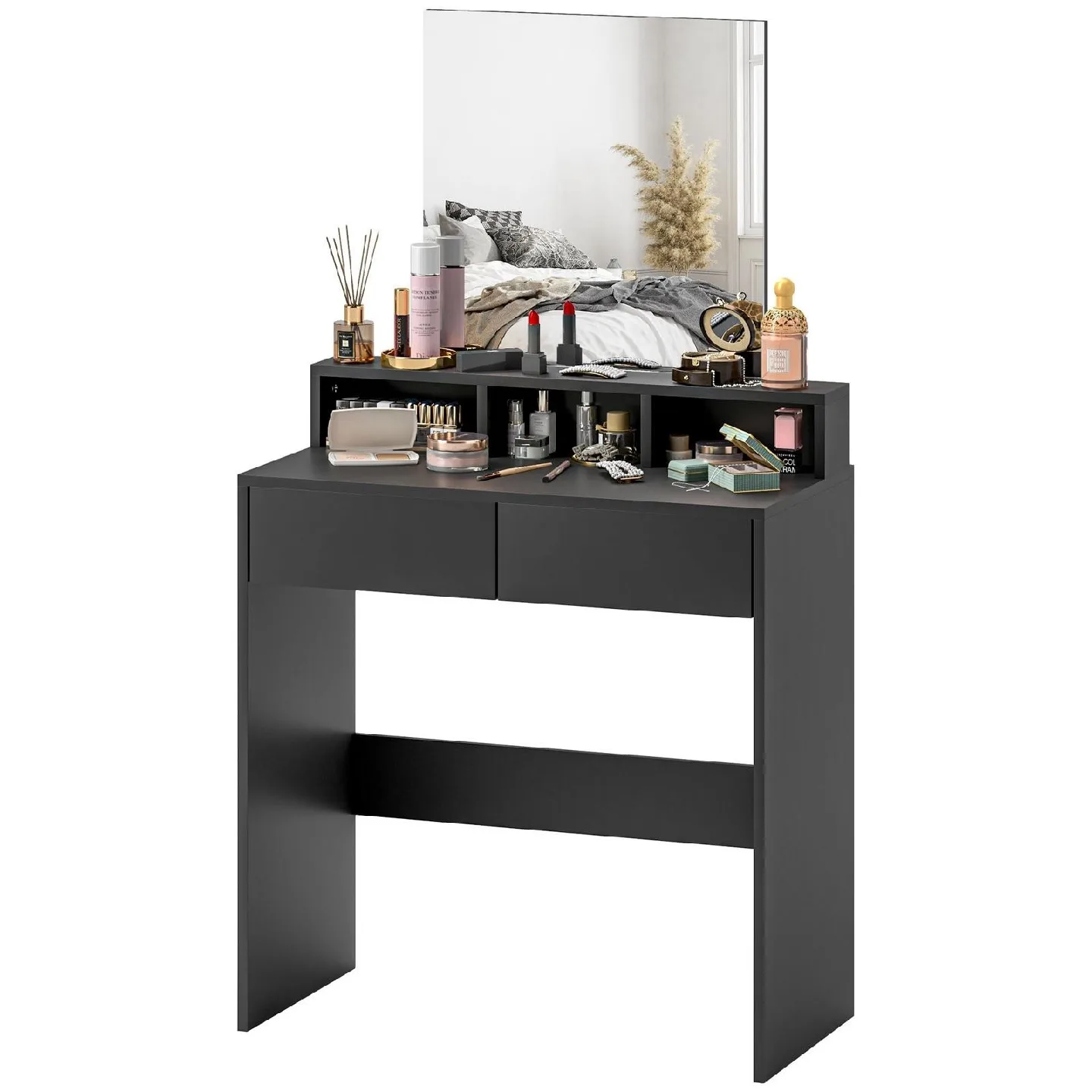 Black Vanity Table with Mirror image indicator(2)