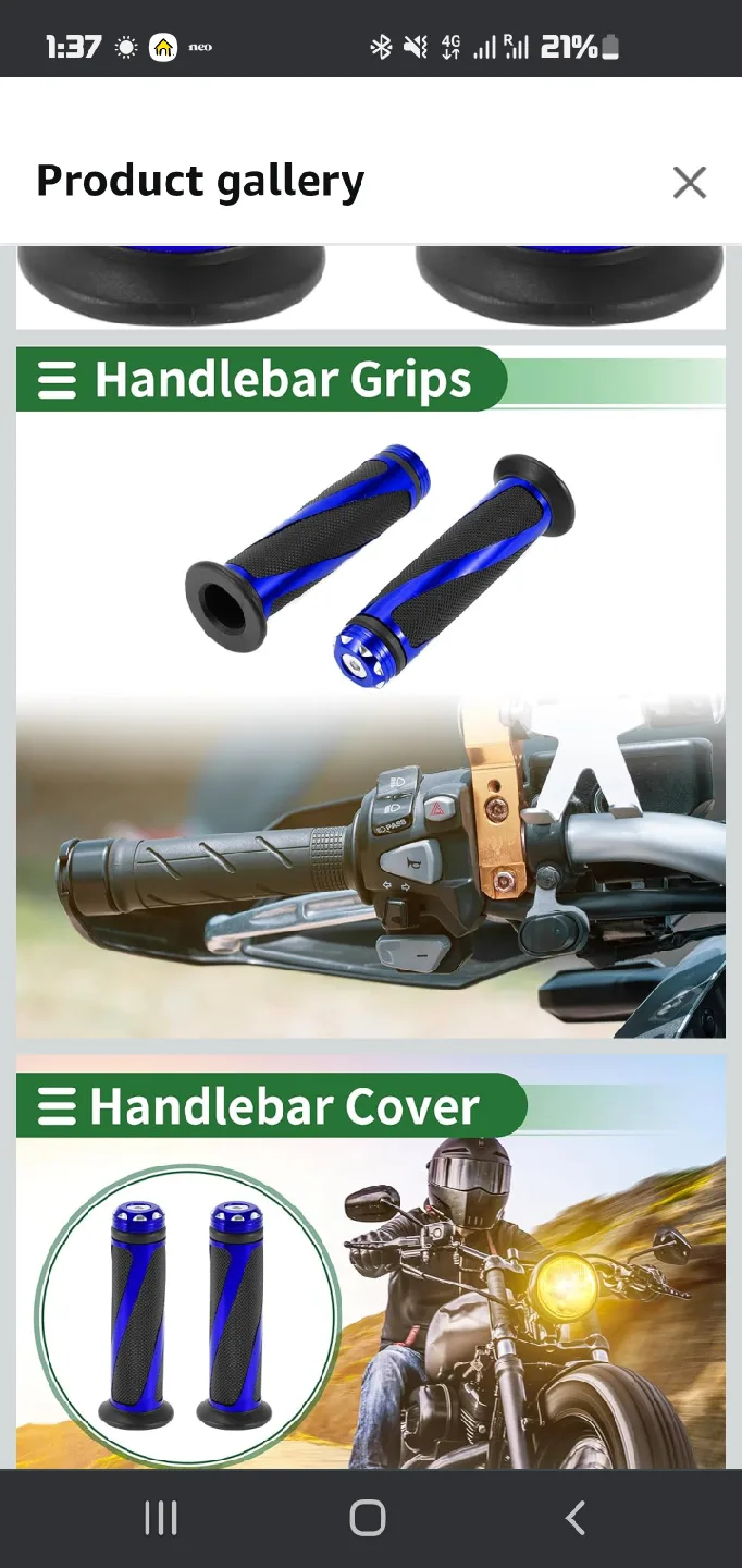 Blue Motorcycle Handlebar Grips - Non-slip Design image indicator(4)