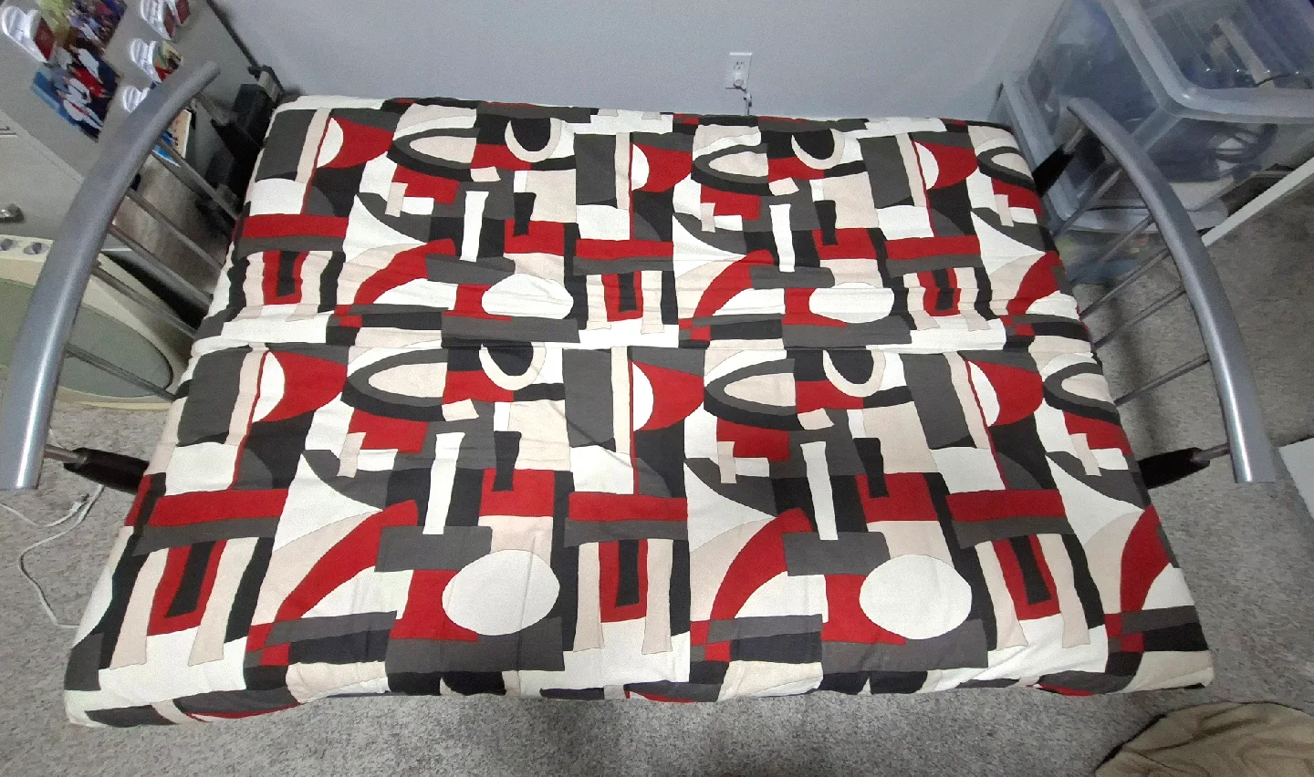 Futon Sofa Bed with patterned cover image indicator(2)