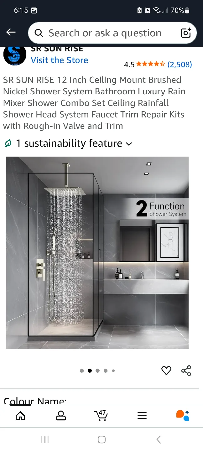 SR SUN RISE 12 Inch Ceiling Mount Shower System - New image indicator(3)