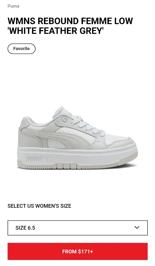 Puma Rebound Femme Low White Feather Grey - Women's 6.5 thumbnail