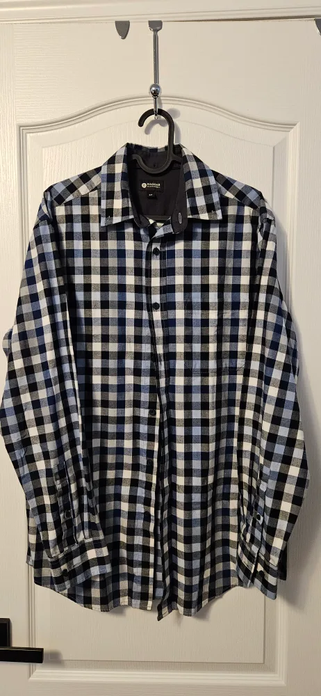 Haggar Blue/Black Plaid Long Sleeve Shirt - Small image indicator(2)