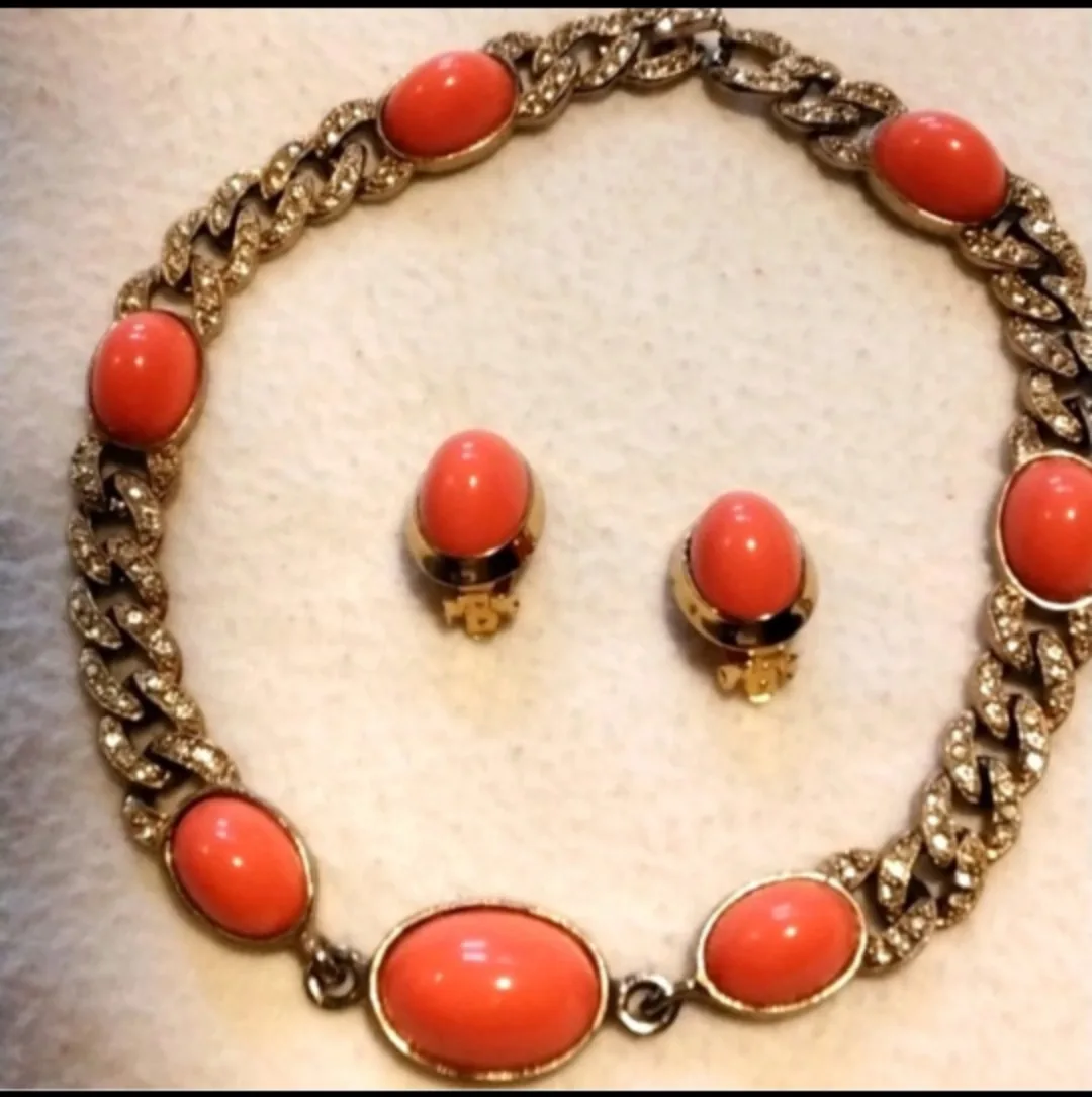 VINTAGE 1980's Kenneth Jay Lane Necklace and Earrings thumbnail