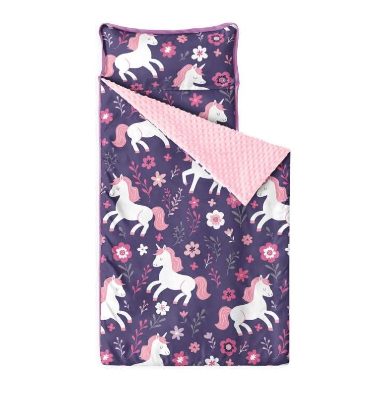 New~Cot Nap Mat W/Pillow & Blanket,Unicorn