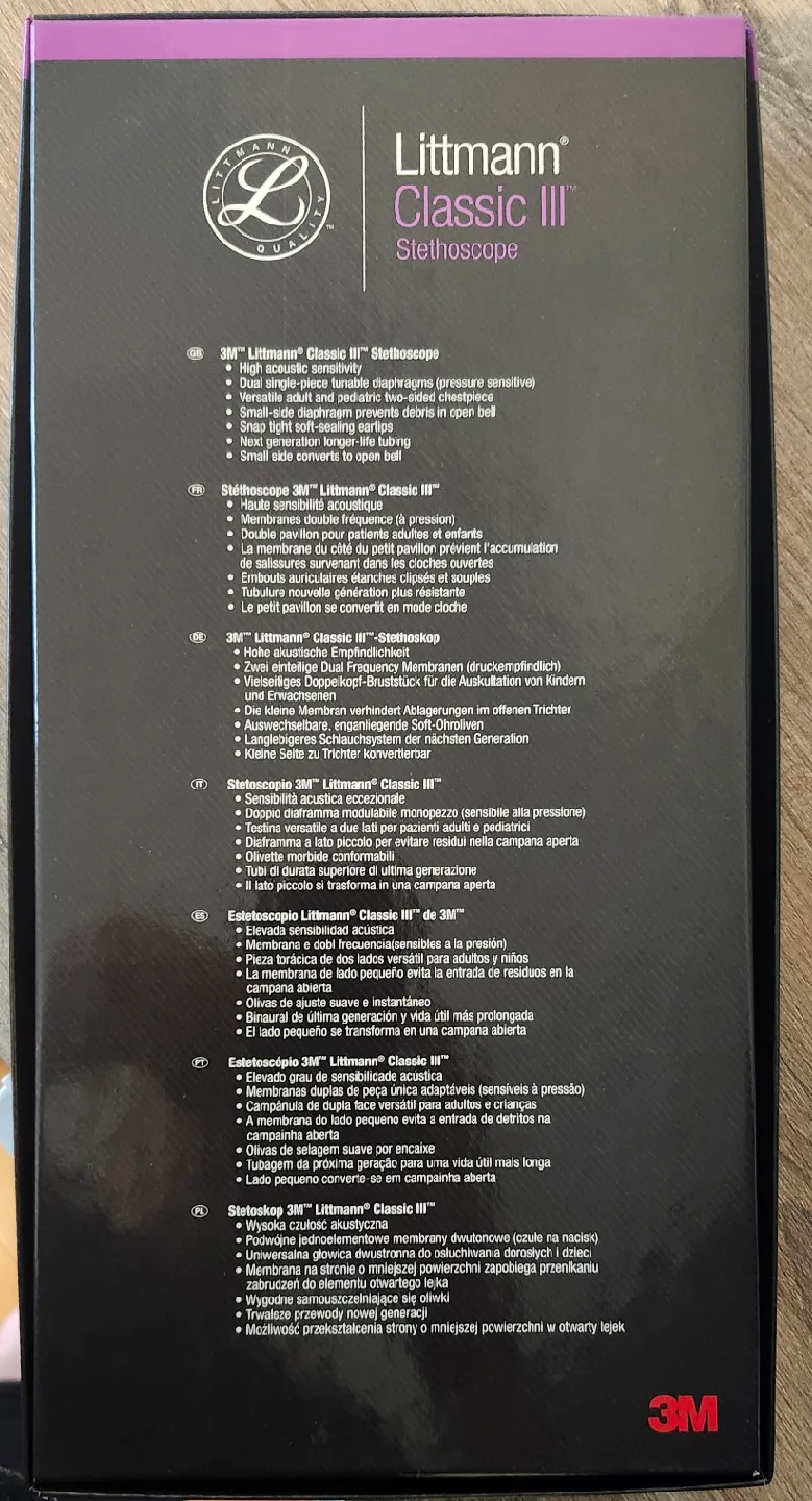 Littmann Classic III Stethoscope - Raspberry/Rainbow Finish image indicator(3)