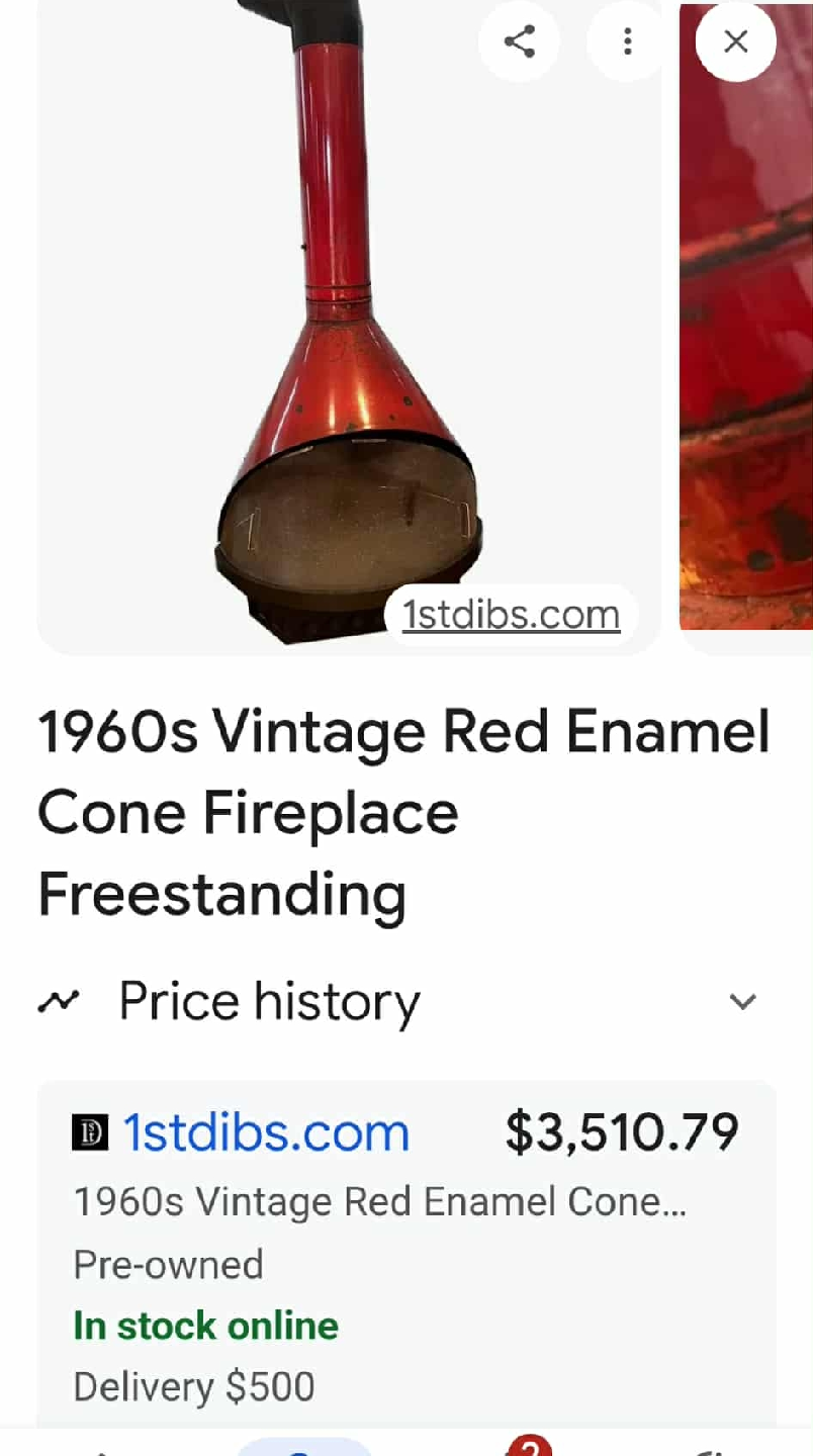 Vintage Red Enamel Cone Fireplace - photo 3