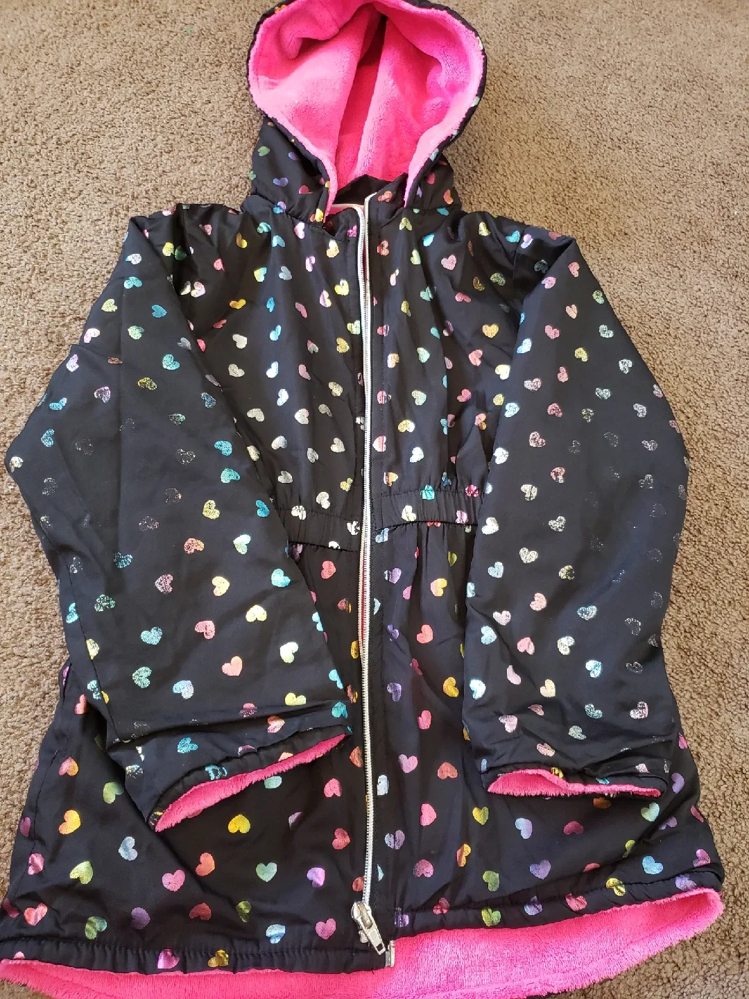 Penelope Mack 6X Girls' Heart Print Hooded Jacket thumbnail