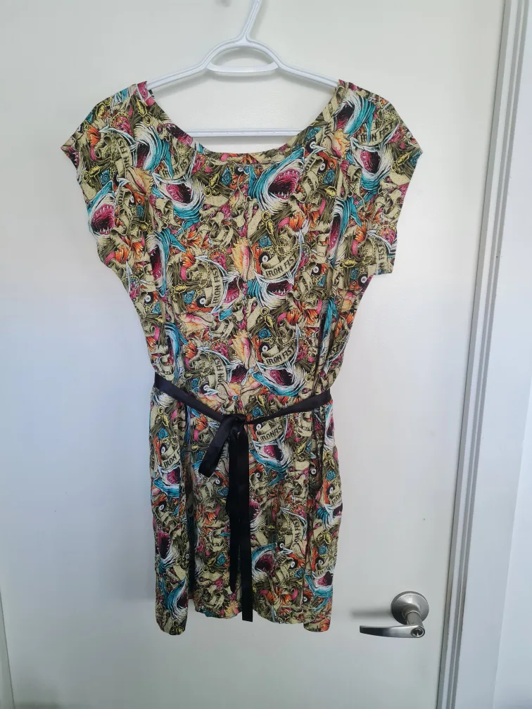 Iron Fist Shark Attack Print Dress - Size L (with pockets!) image indicator(3)