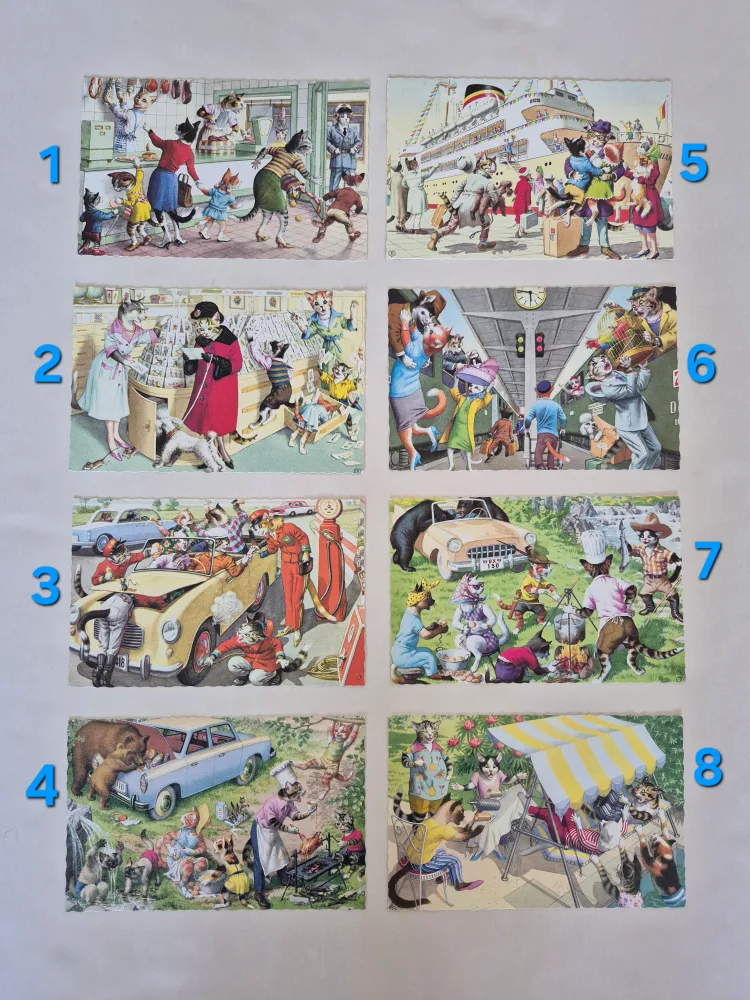 Vintage Alfred Mainzer Cat Postcards from the 1940s-1950s thumbnail
