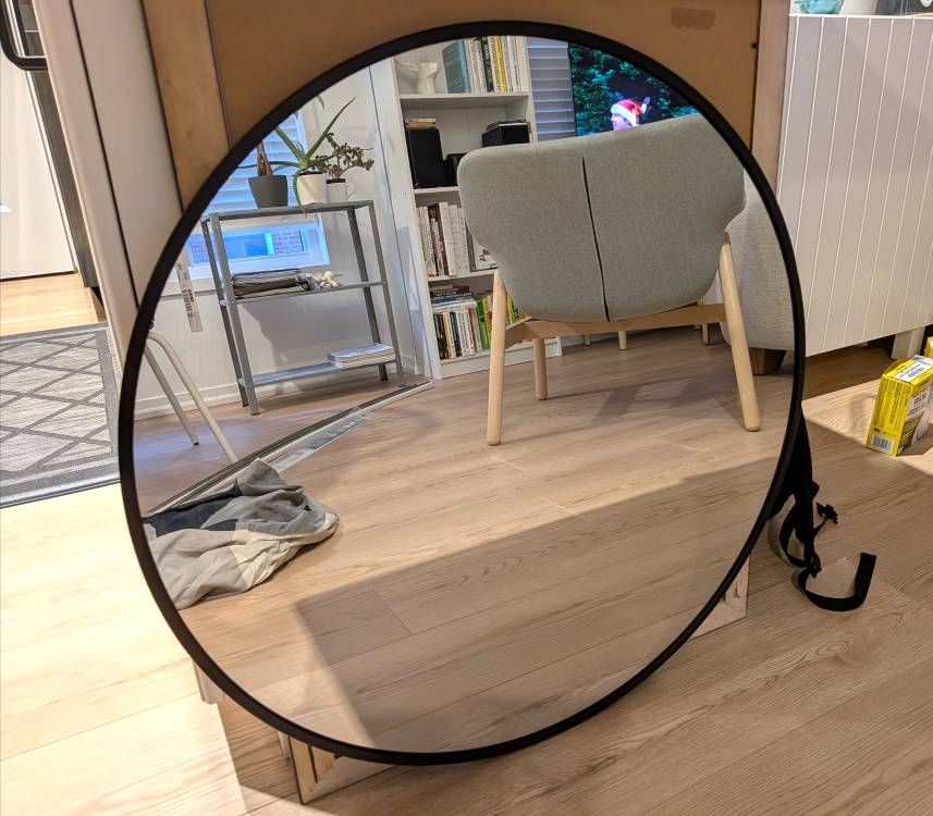 Black metal framed stylish mirror (LIKE NEW)