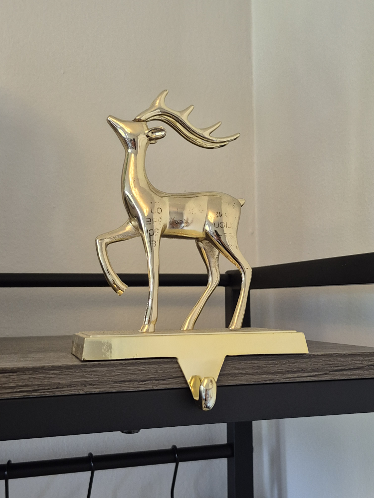 Gold Deer Christmas Stocking Holder