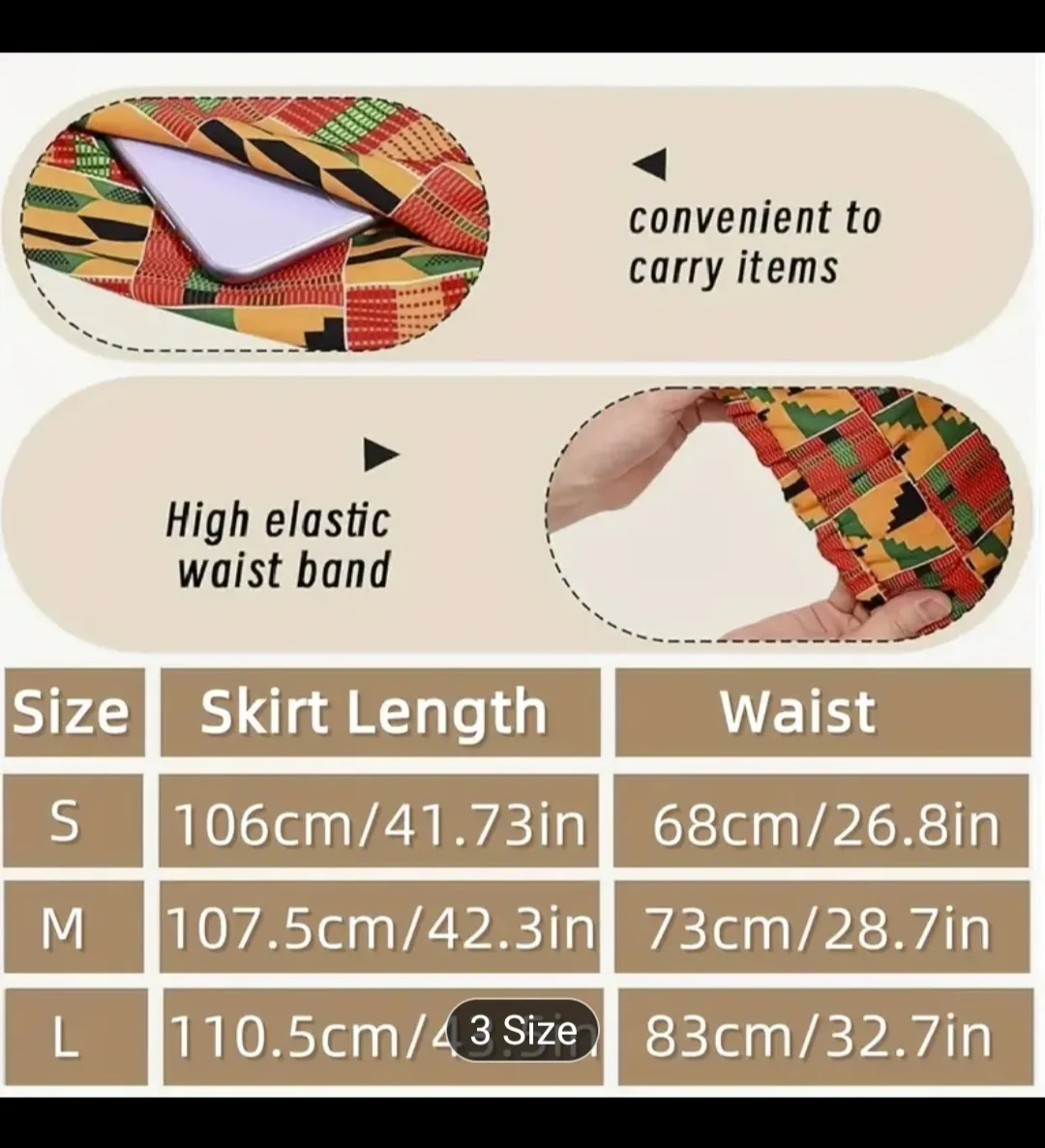 NEW African Print Maxi Skirt, Turban & Earrings set image indicator(4)