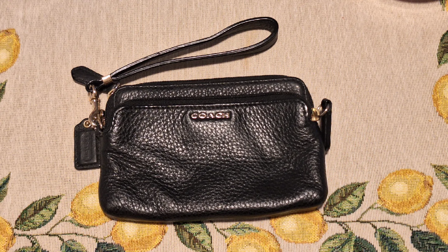 Coach Black Leather Wristlet Wallet