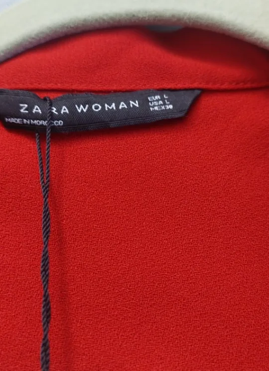 NEW  Zara Red Long Sleeve Dress - Size L image indicator(6)