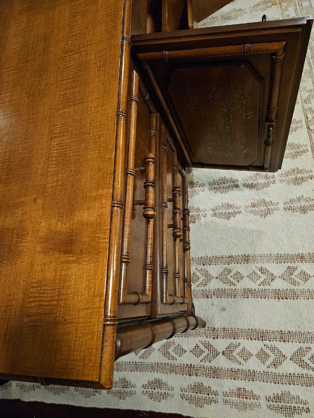 Large Antique Sideboard Buffet Solid Wood (Oak) Faux Bamboo image indicator(8)