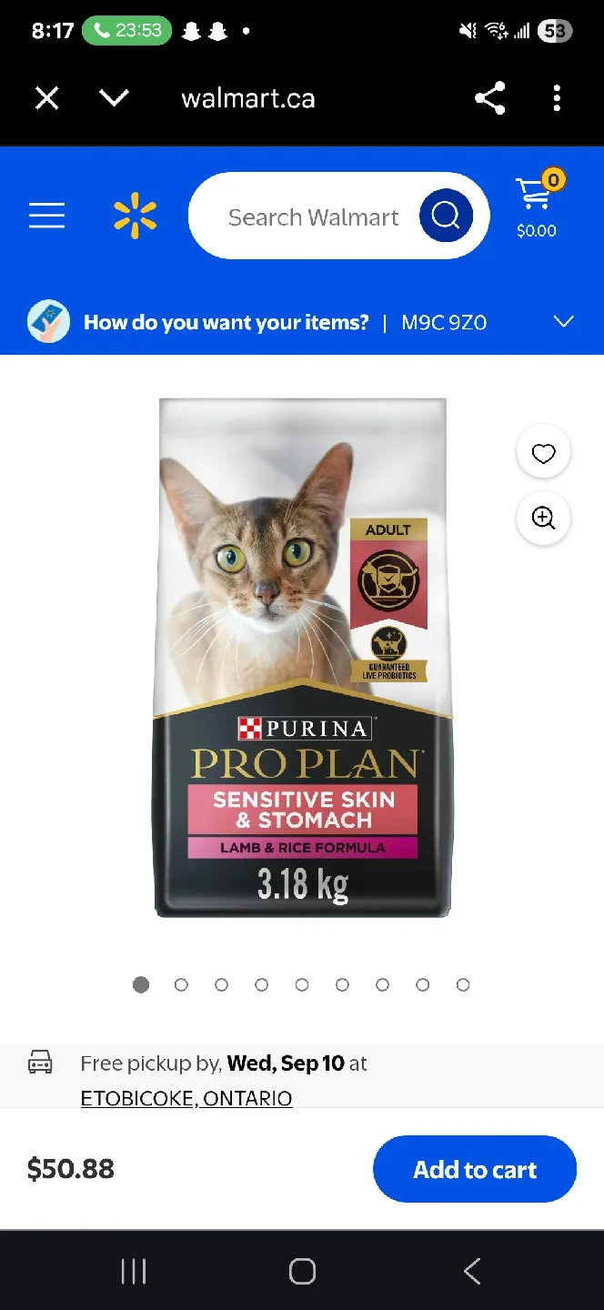 Purina Pro Plan Adult Sensitive Skin & Stomach Cat Food 3.18kg image indicator(2)