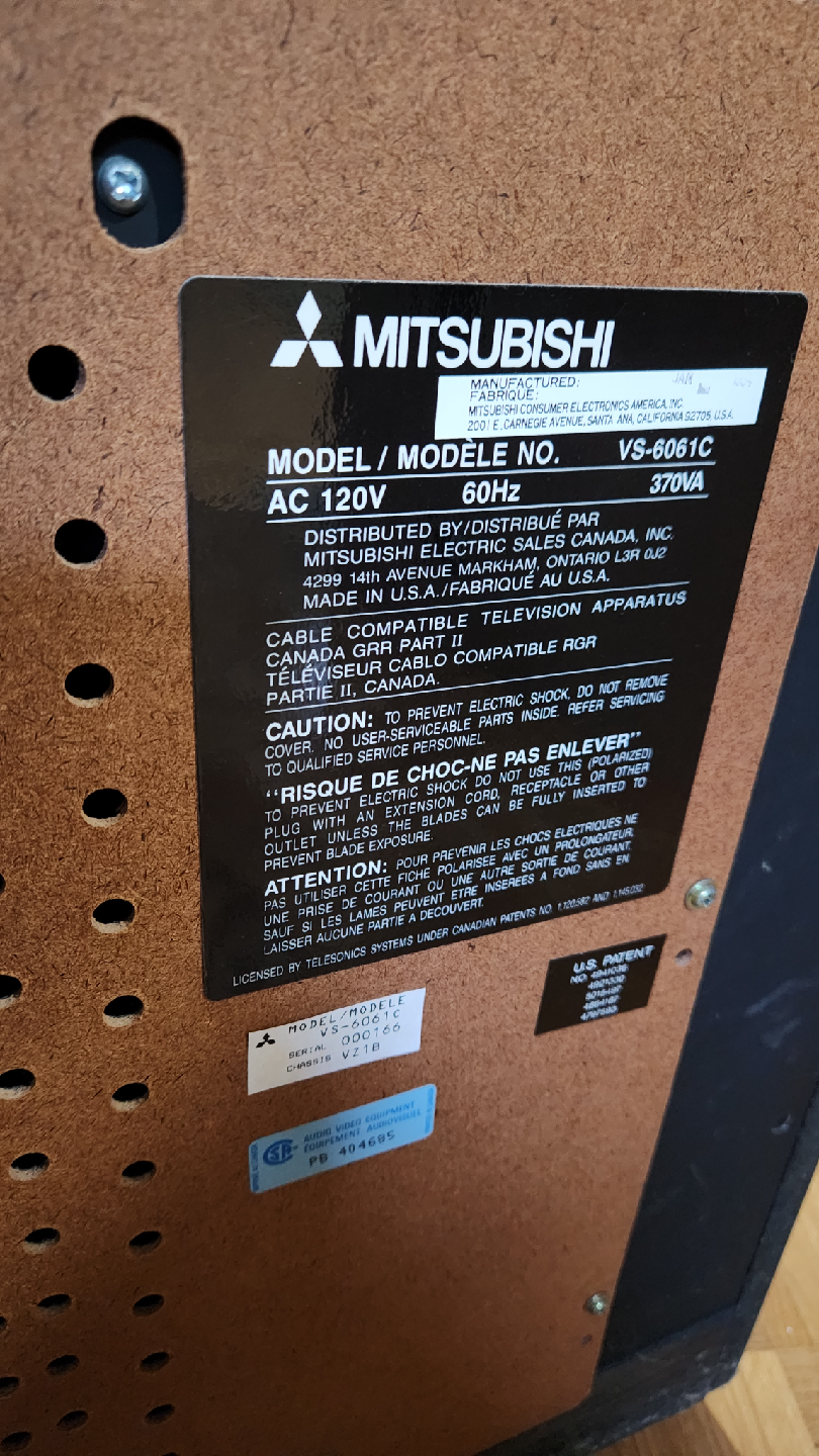 Mitsubishi VS-6061C Projection TV - photo 4