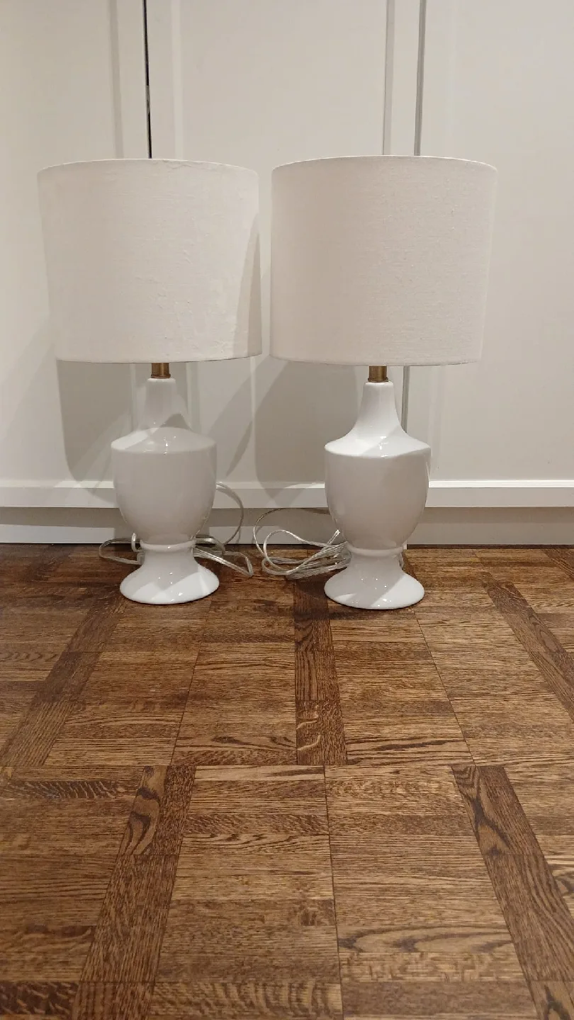 Two Pottery Barn Emilie Ceramic Table Lamps (24") - As NEW image indicator(2)