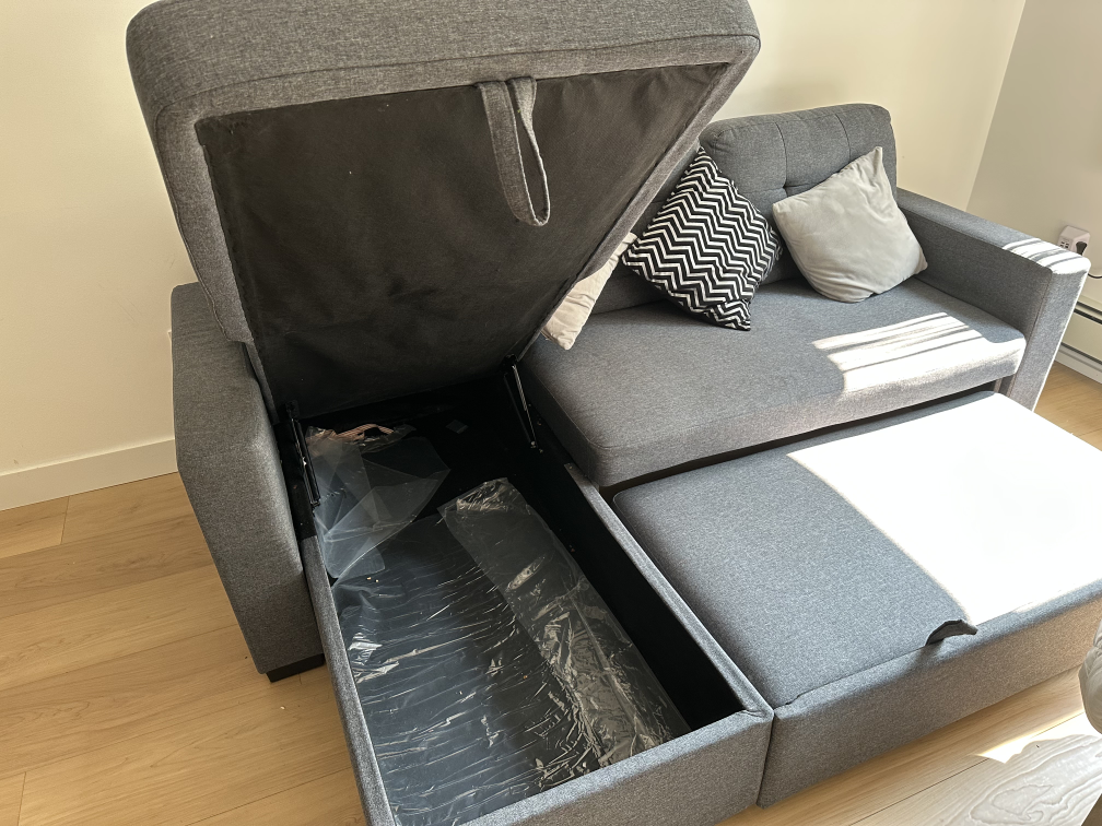 Grey Sleeper Sectional Sofa with Storage - photo 3