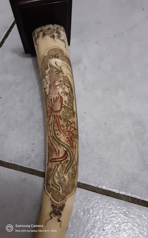 Asian hand  carved dragon, bone   , antique . image indicator(3)