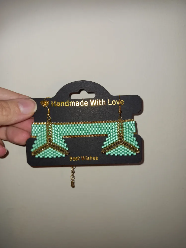 Handmade Beaded Bracelet & Earrings Set - Mint Green image indicator(2)