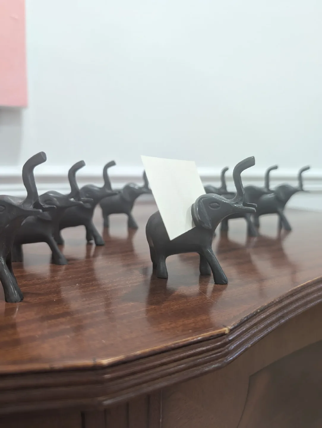 Set of 8 Iron Elephant Name Place Card Holders image indicator(8)