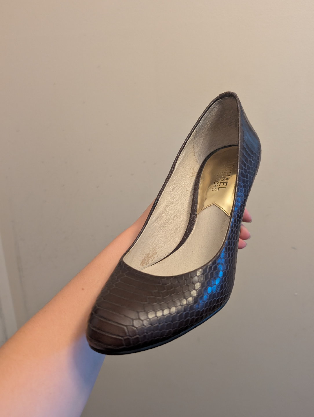 Michael Kors Brown Snake Leather Heels (size 7) - photo 2