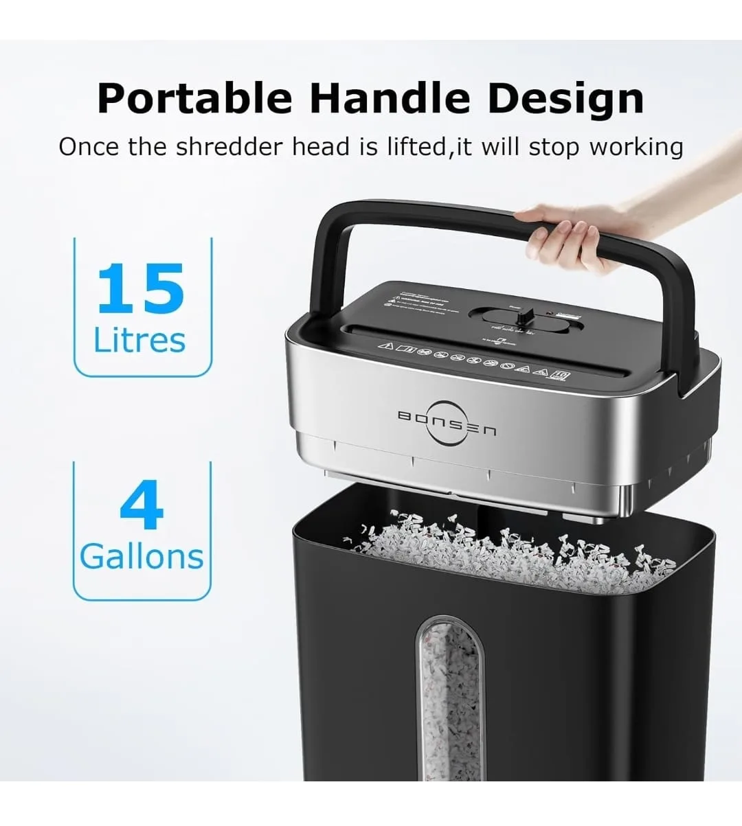 Bonsen 10-Sheet Cross-Cut Shredder - 15 Litres image indicator(5)