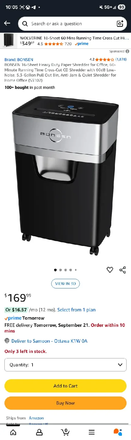 Bonsen 10-Sheet Cross-Cut Shredder - 15 Litres image indicator(7)