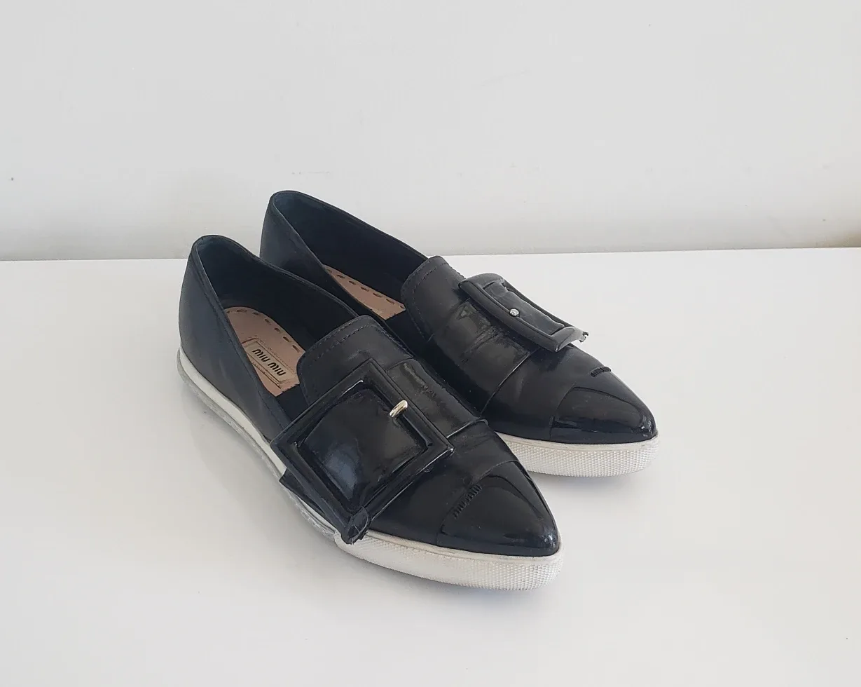 Miu Miu Leather Loafer Slip-On Sneaker - Size 7 thumbnail